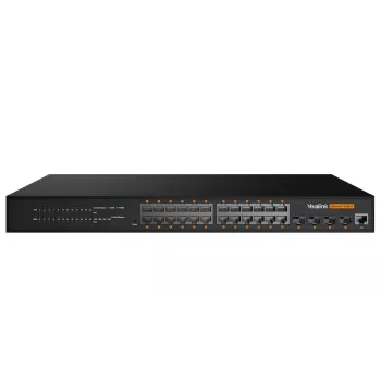 Pārvaldīts L2+ Gigabit Ethernet komutators Yealink RCH240 — 24× RJ-45 (10/100/1000), PoE, 56 Gbit/s, piemērots montāžai statīvā