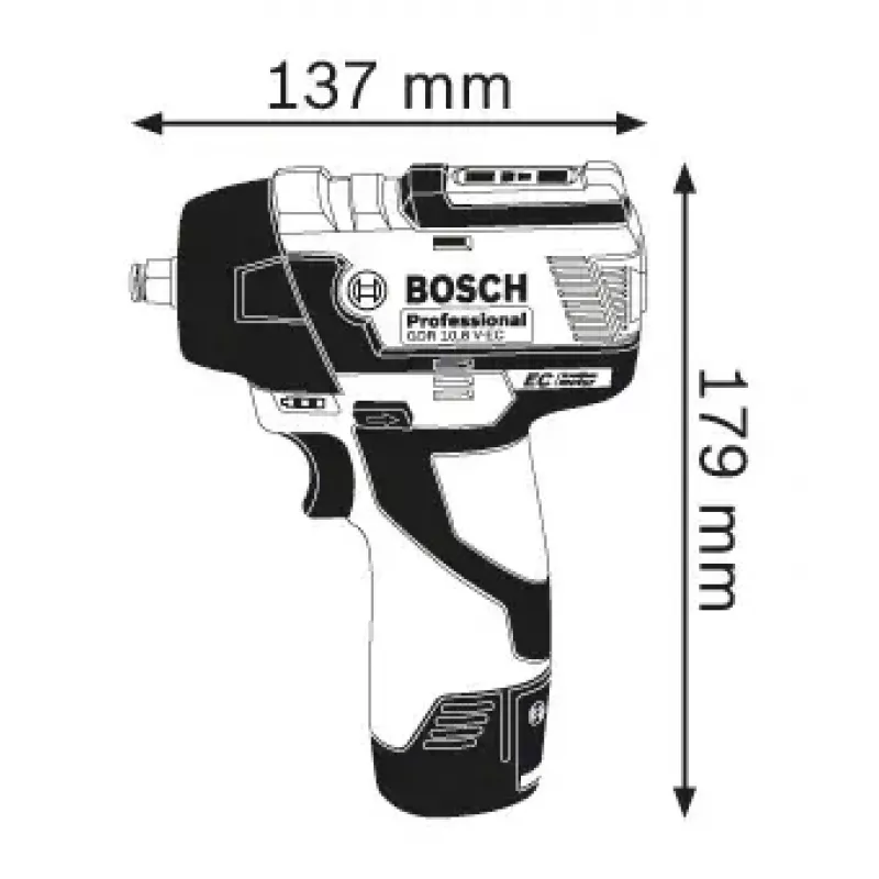 Triecienuzgriežņatslēga Bosch GDS 10.8 V-EC Professional 3/8 collas 2600 RPM 115 N⋅m