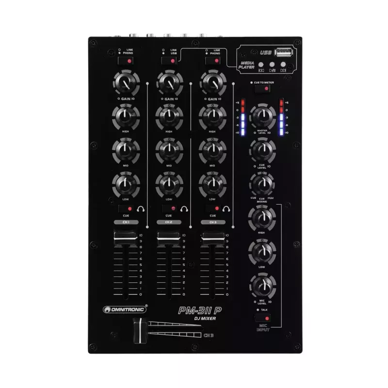 Audio mikseris Omnitronic 10006879 3 kanāli 20 - 20000 Hz Melns