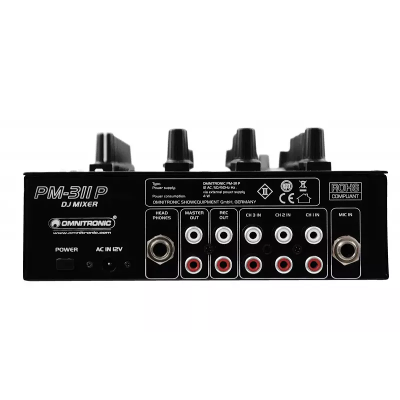Audio mikseris Omnitronic 10006879 3 kanāli 20 - 20000 Hz Melns