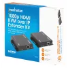 Manhattan 1080p HDMI KVM over IP paplašinātāja komplekts, pagarina 1080p@60Hz signālu līdz 120 m ar vienu Cat6 Ethernet kabeli vai IP tīklu, raidītājs un uztvērējs, USB-A pieslēgvietas datoram/pelei/tastatūrai, melns, trīs gadu garantija