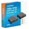 Manhattan 1080p HDMI KVM over IP paplašinātāja komplekts, pagarina 1080p@60Hz signālu līdz 120 m ar vienu Cat6 Ethernet kabeli vai IP tīklu, raidītājs un uztvērējs, USB-A pieslēgvietas datoram/pelei/tastatūrai, melns, trīs gadu garantija