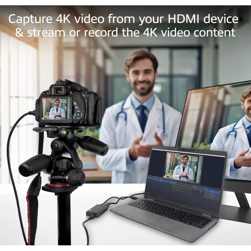 ACT USB-C Video Capture Card, HDMI 4K@60Hz caurlaide, 4K@30Hz uztveršana