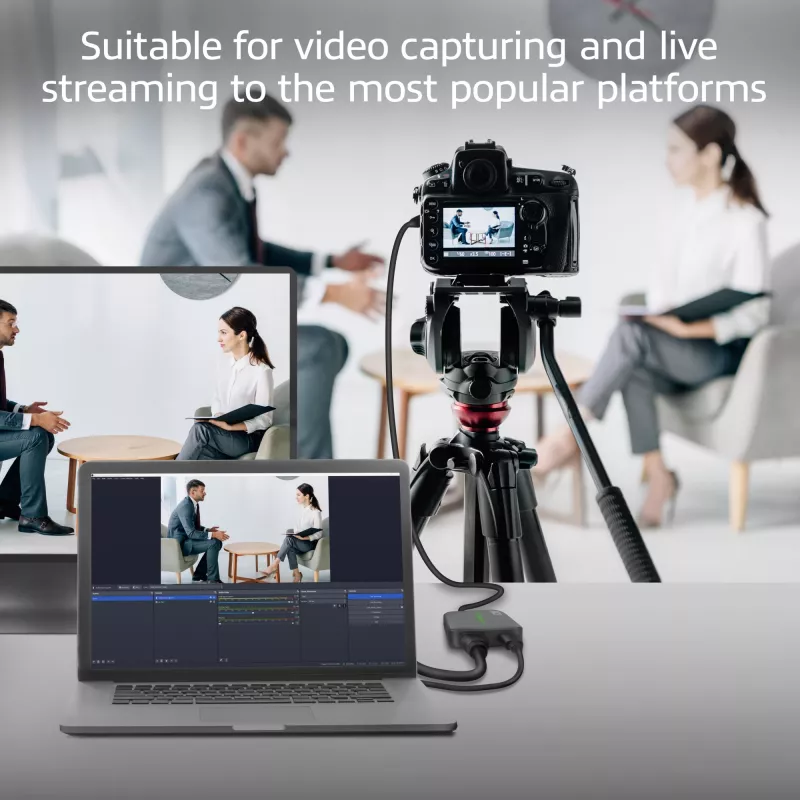 ACT USB-C Video Capture Card, HDMI 4K@60Hz caurlaide, 4K@30Hz uztveršana