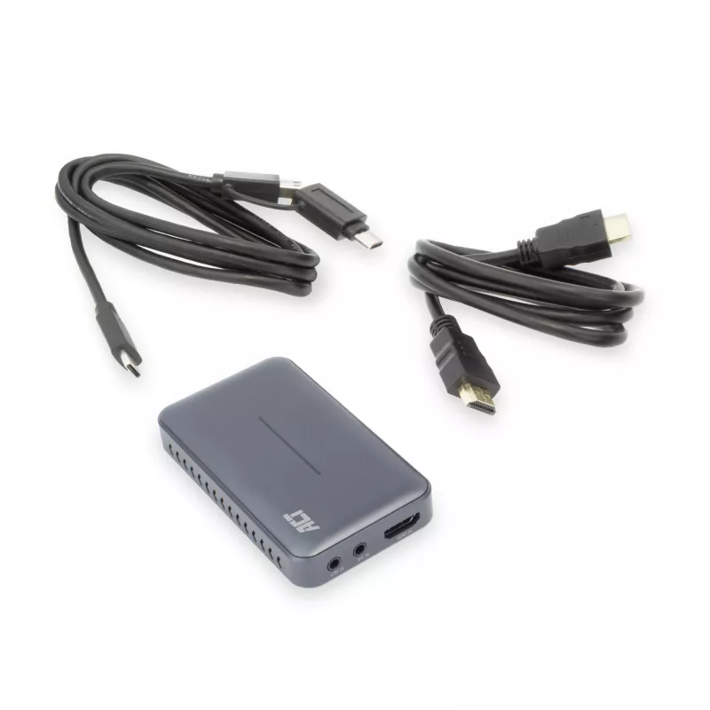 ACT USB-C Video Capture Card, HDMI 4K@60Hz caurlaide, 4K@30Hz uztveršana