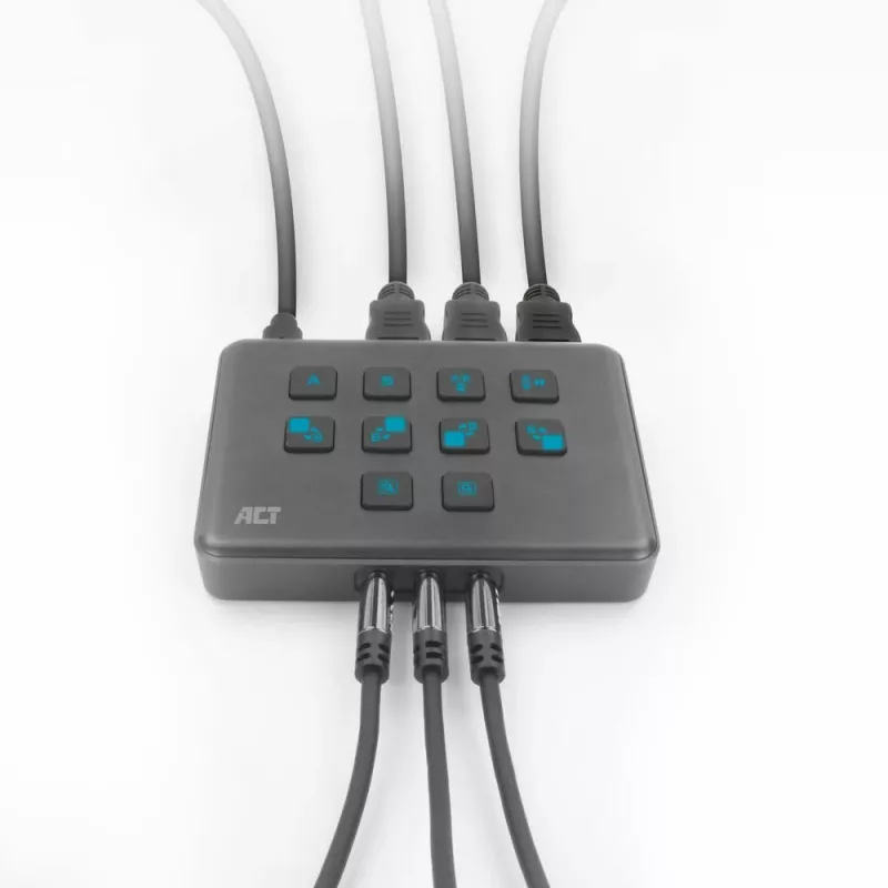 ACT Dual HDMI input USB-C Video Switcher 60Hz pelēka