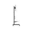 Mobilais TV ratiņš EQUIP 50–90 collas ar dēļu plauktu, VESA 200x200–600x400, 60 kg, melns