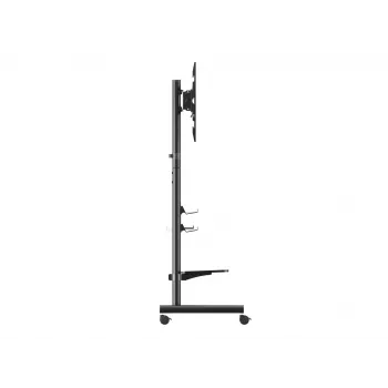 Mobilais TV ratiņš EQUIP 50–90 collas ar dēļu plauktu, VESA 200x200–600x400, 60 kg, melns