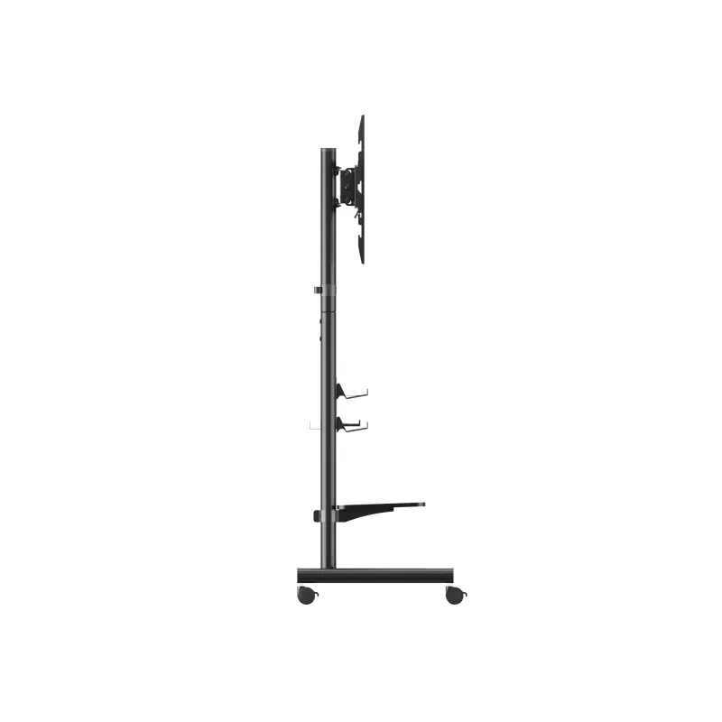 Mobilais TV ratiņš EQUIP 50–90 collas ar dēļu plauktu, VESA 200x200–600x400, 60 kg, melns