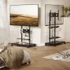 Mobilais TV ratiņš EQUIP 50–90 collas ar dēļu plauktu, VESA 200x200–600x400, 60 kg, melns