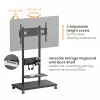 Mobilais TV ratiņš EQUIP 50–90 collas ar dēļu plauktu, VESA 200x200–600x400, 60 kg, melns