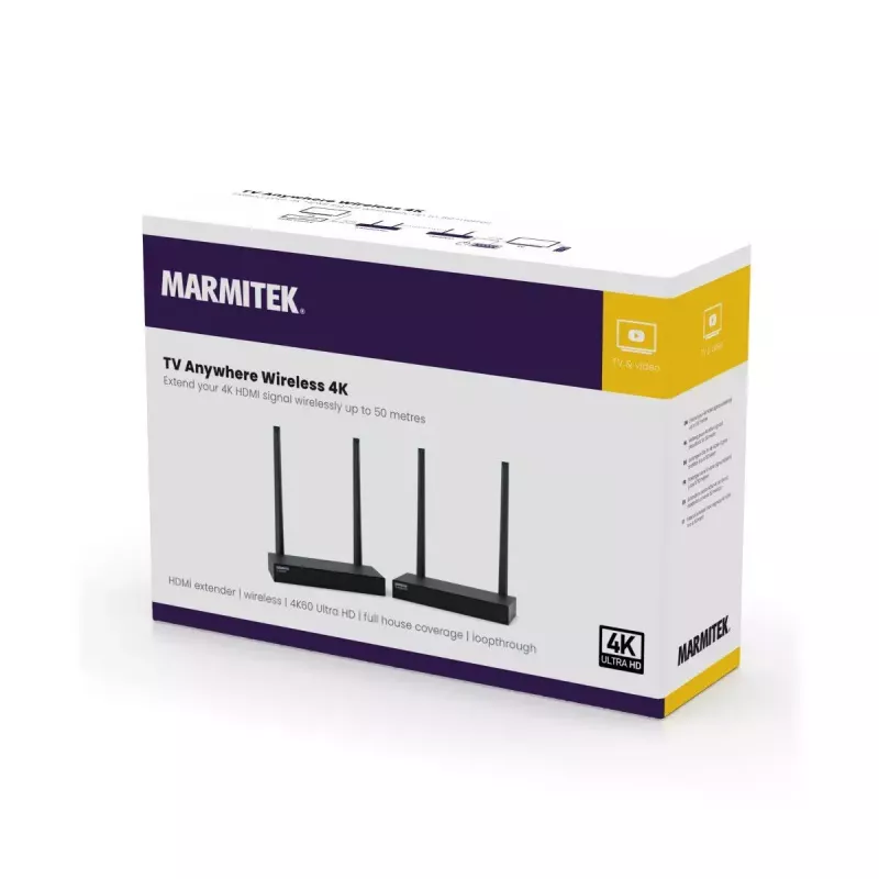 Bezvadu AV raidītājs un uztvērējs Marmitek TV Anywhere 4K melns