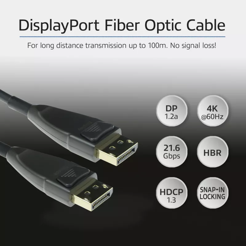 ACT 90 metru DisplayPort aktīvais optiskais kabelis DisplayPort vīr. - DisplayPort vīr.