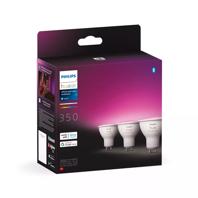 Philips Hue balta and colour ambience GU10 – viedais starmetis – (3 iepakojumā)