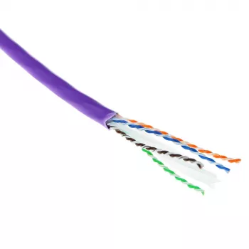 ACT Cat 6A U/UTP cietais instalācijas kabelis, LSZH, CPR eiroklase ECA 23AWG, violets 305 metri