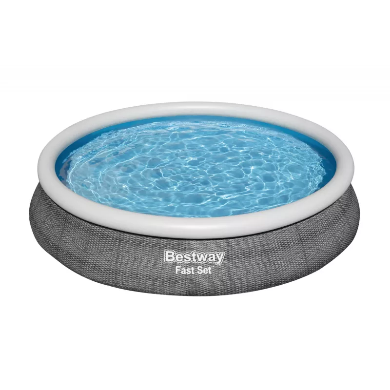 Karkasa baseins Bestway Fast Set apaļš piepūšamais baseina komplekts 4,57 m x 84 cm ietilpība 9677 L