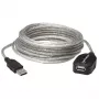 Manhattan USB-A uz USB-A pagarinātāja kabelis, 5 m, vīrišķais uz sievišķo, aktīvs, caurspīdīgs sudrabains, 480 Mb/s (USB 2.0), savirknējams, iebūvēts retranslators, Hi-Speed USB, trīs gadu garantija, ekvivalents USB2AAEXT5M (izņemot krāsu).