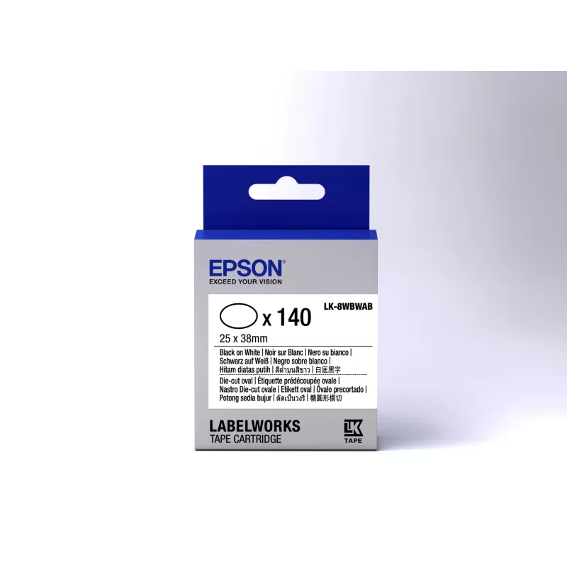 Epson uzlīmju kasetne izgriezta ovāla LK-8WBWAB melna/b alta 25x38mm (140 uzlīmes)