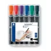 Pastāvīgais marķieris Staedtler Lumocolor Chisel Tip 350 WP6 melns zils zaļš sarkans violets dzeltens