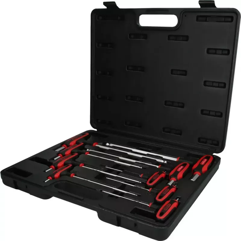 T-veida roktura sešstūra atslēgu komplekts KS Tools 151.8150 — 9 gab., īsās sviras T-veida rokturis