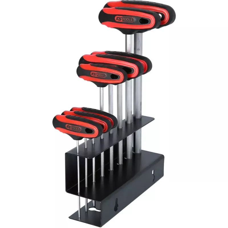 KS Tools 158.8130 ERGOTORQUEplus sešstūru atslēgu komplekts ar T veida rokturi, 8 daļas
