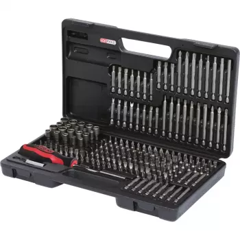 Skrūvgrieža uzgaļu komplekts KS Tools 911.2008 208 gab. Niķeļa pārklājums DIN 3126 ISO 1173