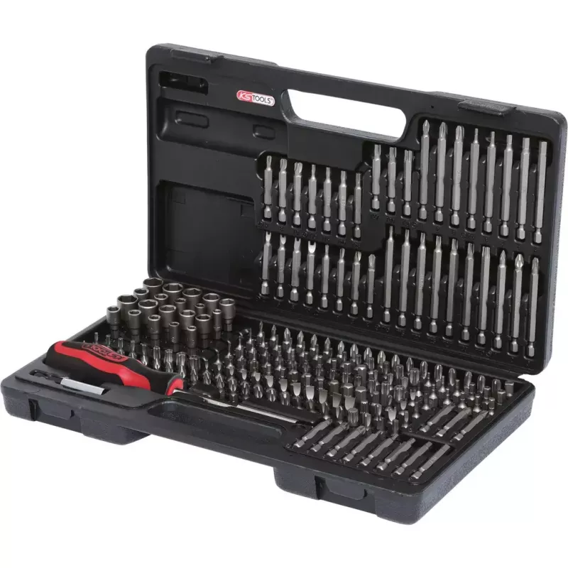 Skrūvgrieža uzgaļu komplekts KS Tools 911.2008 208 gab. Niķeļa pārklājums DIN 3126 ISO 1173