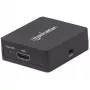 Manhattan HDMI sadalītājs 2 portu, 1080p, melns, attēlo izeju no x1 HDMI avota uz x2 HD displejiem (vienāda izeja uz abiem displejiem), USB-A barošana (kabelis iekļauts, 0,7 m), trīs gadu garantija