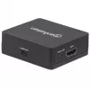 Manhattan HDMI sadalītājs 2 portu, 1080p, melns, attēlo izeju no x1 HDMI avota uz x2 HD displejiem (vienāda izeja uz abiem displejiem), USB-A barošana (kabelis iekļauts, 0,7 m), trīs gadu garantija
