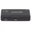 Manhattan HDMI sadalītājs, 2 porti, 4K@30Hz, izvada attēlu no viena HDMI avota uz diviem HD displejiem (vienāds attēls abos displejos), barošana no tīkla (kabelis 0,9 m), melns, trīs gadu garantija