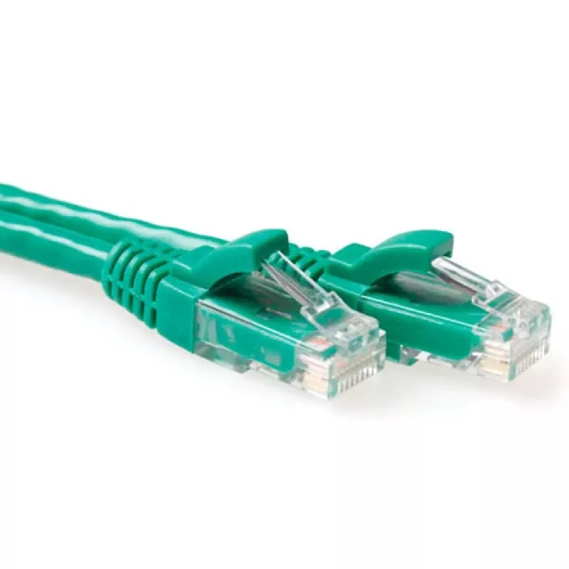 ACT zaļa 5 metru U/UTP CAT6 komutācijas kabelis ar fiksatoraizsardzību un RJ45 savienotājiem