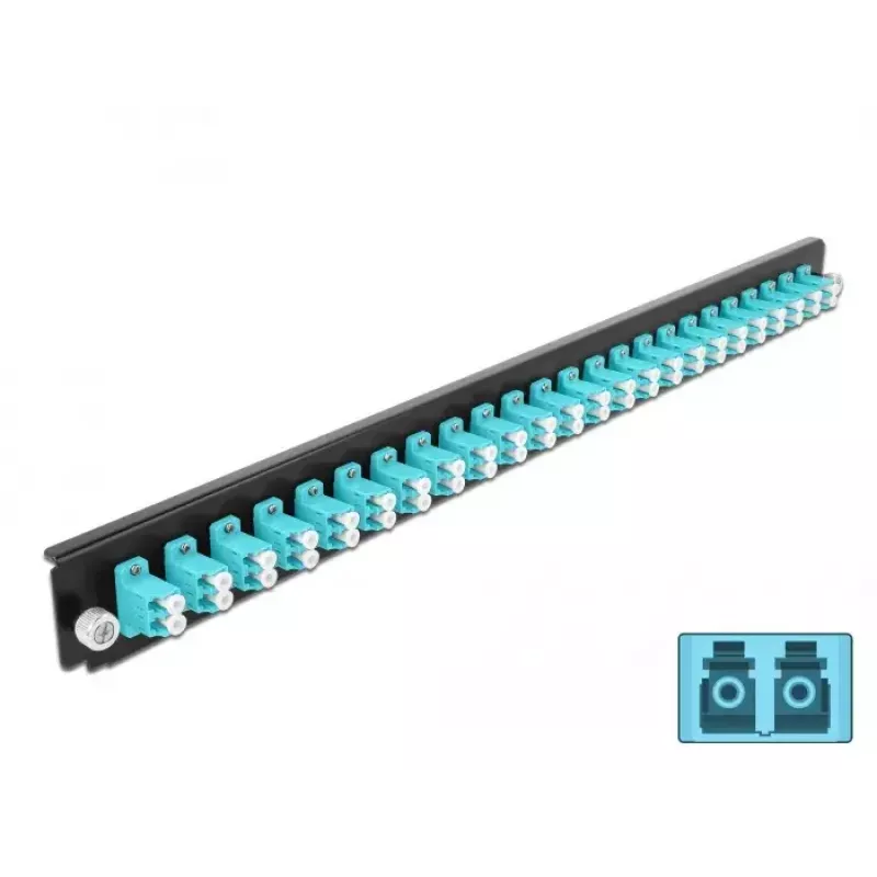 Splice Box priekšējais panelis DeLOCK 19 collu 24 portu LC Duplex akvamarīna krāsā