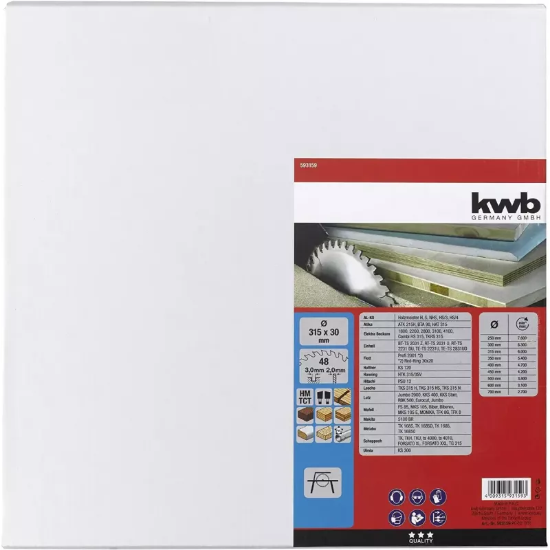 Apļveida zāģa asmens KWB 593159 31.5 cm 1 gab.