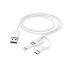 Hama 3-in-1 vairāku uzlādes kabelis, USB-A - Micro-USB, USB-C un Lightning, 1,0 m, balts