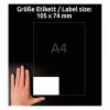 Pašlīmējošās printera etiķetes Avery LR3427-10 Baltas A4 80 etiķetes