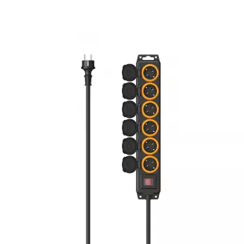 Hama 00223065 strāvas pagarinātājs 2 m 6 maiņstrāvas kontaktligzdas(-u) Āra melns