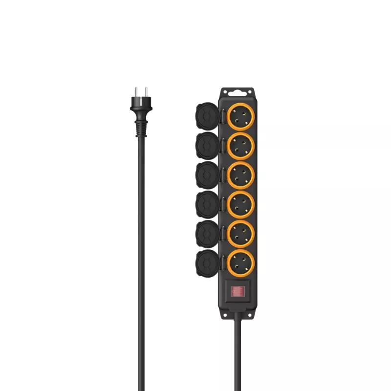 Hama 00223065 strāvas pagarinātājs 2 m 6 maiņstrāvas kontaktligzdas(-u) Āra melns