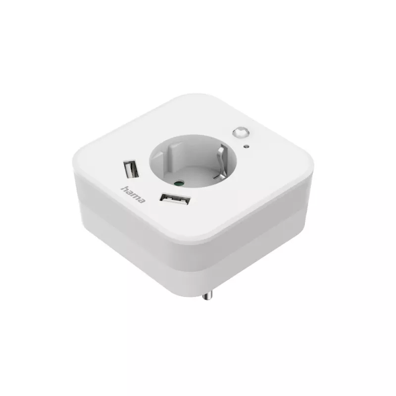Hama 00223498 LED naktsgaismas ar kontaktligzdu, 2 USB izejām, kustības un gaismas sensoru
