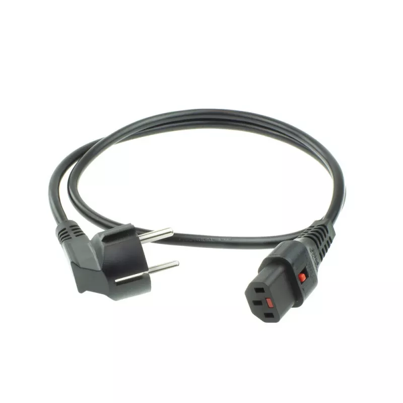 ACT barošanas vads CEE 7/7 vīrišķais (leņķveida) - C13 IEC Lock melns 2 m, EL182S, 5 gab. iepakojumā