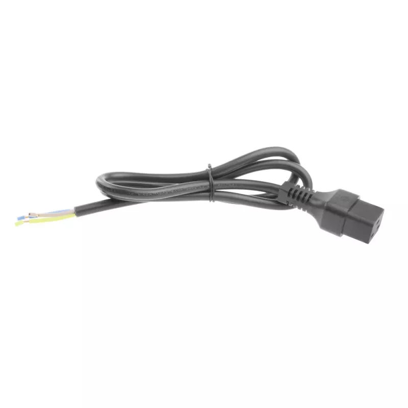 ACT Powercord C19 IEC Lock - atvērts gals melns 2 m, PC1174, 5 gab. iepakojumā