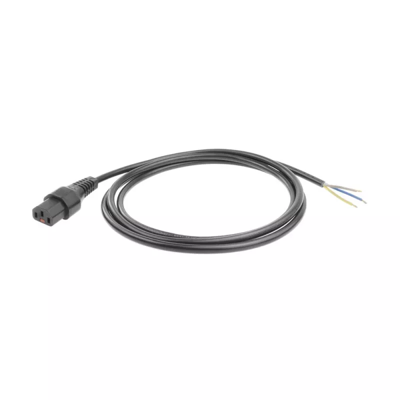 ACT Powercord C13 IEC Lock - atvērts gals melns 2 m, PC1025, 5-pack
