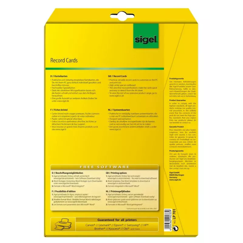 Nelīmējoša etiķete Sigel LP701 160 gab. Balta Taisnstūris