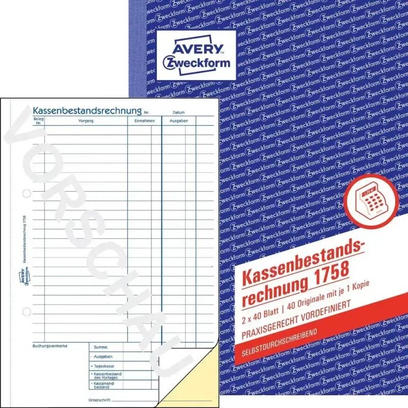 Grāmatvedības veidlapu grāmatiņa A5 Avery 1758
