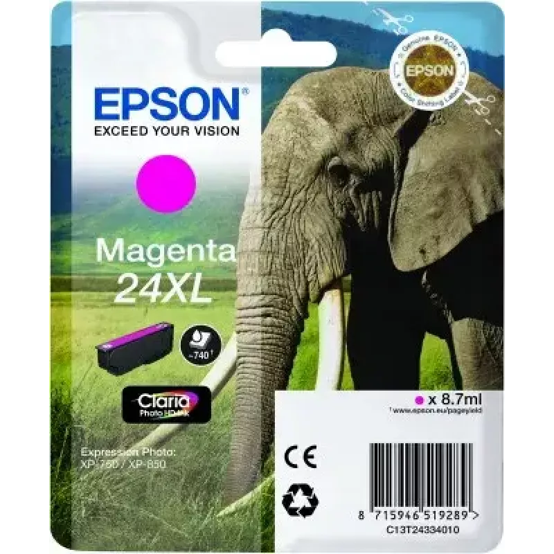 Cartridge EPSON Ink No 24XL fuksīna C13T24334011 C13T24334010