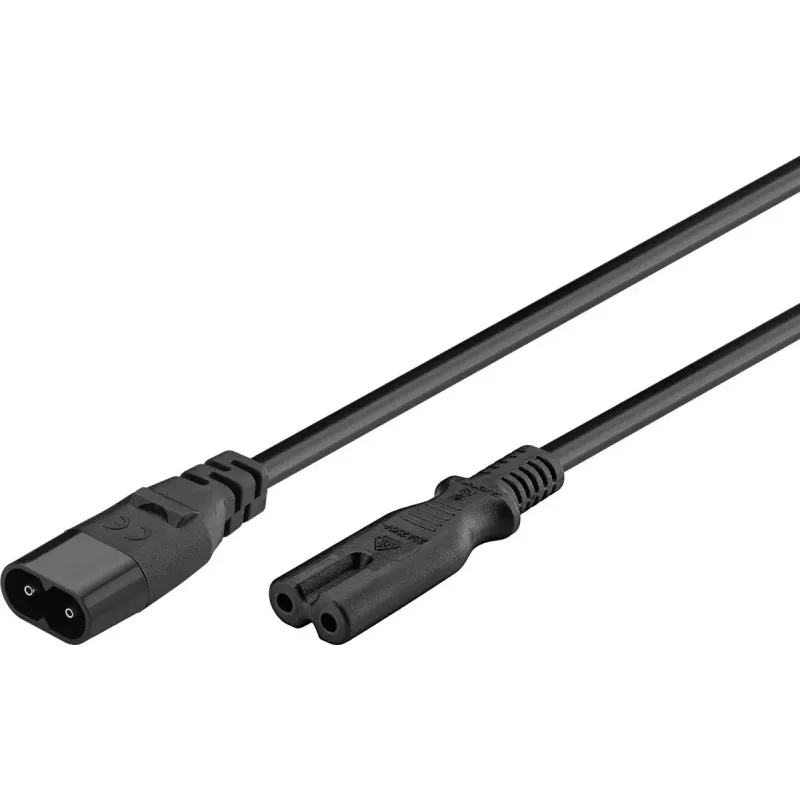 Wentronic IEC-60320-C8 uz IEC-60320-C7 2m C8 savienotājs uz C7 savienotāju melns (97201)