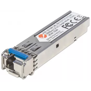 Intellinet raiduztvērēja modulis, optiskais, Gigabit Fiber WDM divvirzienu SFP, 1000Base-Lx (LC) vienmoda ports, 10 km, viļņu garumi: uztveršana (RX) 1550 nm un pārraide (TX) 1310 nm, WDM (Rx1550/Tx1310), atbilst MSA, ekvivalents Cisco GLC-BX-U, Ethernet, optiskā šķiedra