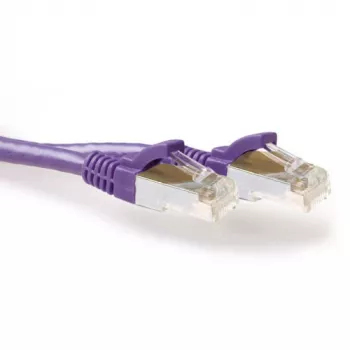 ACT purpura krāsas 0,5 metru LSZH S/FTP CAT6A ielāpu vads ar aizsargātām RJ45 spraudņu spailēm