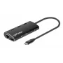 Manhattan USB-C dokstacija/sadalītājs ar karšu lasītāju, pieslēgvietas (x6): Ethernet, HDMI, USB-A (x3) un USB-C, ar strāvas padevi (100 W) uz USB-C pieslēgvietu (piezīme: nepieciešams papildu USB-C sienas lādētājs un USB-C kabelis), universāls visām ierīcēm, alumīnijs, ekvivalents DKT30CSDHPD3