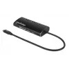 Manhattan USB-C dokstacija/sadalītājs ar karšu lasītāju, pieslēgvietas (x6): Ethernet, HDMI, USB-A (x3) un USB-C, ar strāvas padevi (100 W) uz USB-C pieslēgvietu (piezīme: nepieciešams papildu USB-C sienas lādētājs un USB-C kabelis), universāls visām ierīcēm, alumīnijs, ekvivalents DKT30CSDHPD3