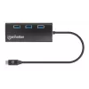 Manhattan USB-C dokstacija/sadalītājs ar karšu lasītāju, pieslēgvietas (x6): Ethernet, HDMI, USB-A (x3) un USB-C, ar strāvas padevi (100 W) uz USB-C pieslēgvietu (piezīme: nepieciešams papildu USB-C sienas lādētājs un USB-C kabelis), universāls visām ierīcēm, alumīnijs, ekvivalents DKT30CSDHPD3